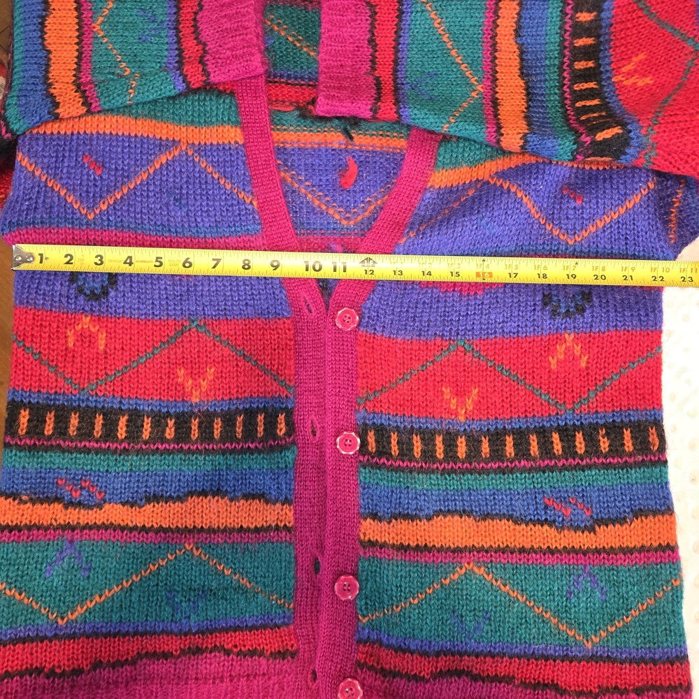 VTG Limited Geometric Stripe Colorful Oversized Cardigan Sweater Sz P/S - Picture 6 of 6